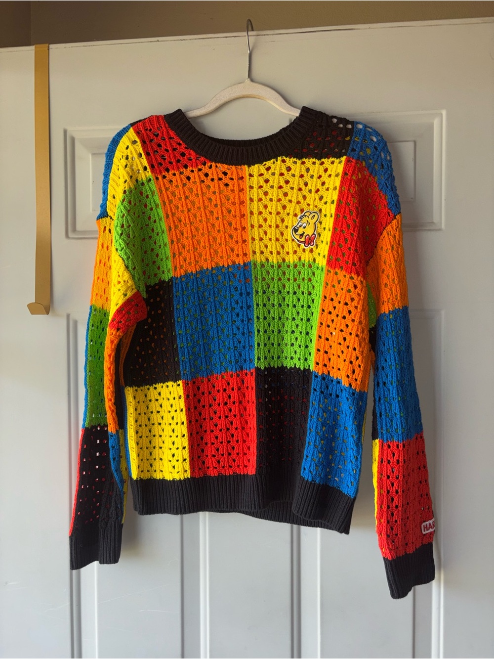 Haribo open knit colorblock sweater size M
